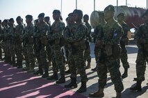 Timorese soldiers join with U.S. Marines and Sailors with Task Force Koa Moana for the opening ceremony of Exercise Crocodilo 16, June 6, 2016, at Hera Naval Base, Timor Leste. This is the fourth iteration of the multi-national, bilateral exercise designed to increase interoperability and relations through sharing infantry, law enforcement, combat lifesaving and engineering skills. The Marines involved are with Task Force Koa Moana, which is comprised of Marines from I and III Marine Expeditionary Forces.
