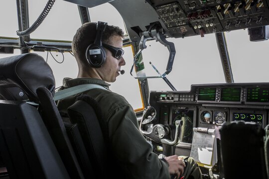 U.S. Marine Corps 1stLt Michael Rasmussen, a pilot for Marine Aerial Refueler Transport Squadron 152, stationed at Marine Corps Air Station Iwakuni, Japan, conducts his last minute checks before traveling to Joint Base Elmendorf-Richardson, Alaska, May 19, 2016 in support of Exercise Kodiak Mace. Exercise Kodiak Mace is an annual exercise designed to give the KC-130J Super Hercules crews the opportunity to train in environments that they aren't accustomed to. (U.S. Marine Corps photos by Cpl. Cory Schubert/Released)
