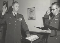 Maj. Gen. A. R. Fitch is sworn in as Assistant Chief of Staff for Intelligence by Maj. Gen. J.C. Lambert, the Adjutant General, US Army, in ceremony held at the Pentagon,  Washington, D.C., 16 October 1961
