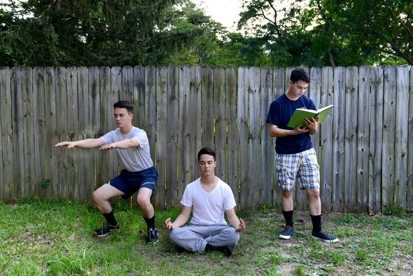 Exercise, meditation and reading are all activities that which reduce stress. Taking care of physical, mental, social and spiritual fitness provide avenues to improve stress management skills and overall health. (U.S. Air Force illustration by Airman 1st Class Destinee Dougherty)