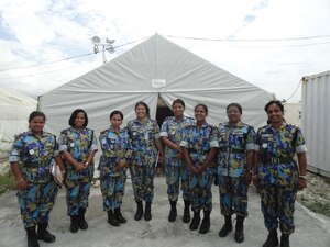 An all-female Formed Police Unit from Bangladesh, serving with the UN Stabilization Mission in Haiti.