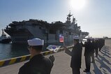 160303-N-WT427-031 BUSAN, Republic of Korea (March 03, 2016) Republic of Korea (ROK) Sailors wave U.S. and ROK flags as USS Bonhomme Richard (LHD-6) pulls into ROK Fleet base. Bonhomme Richard is the flagship of the Bonhomme Richard Expeditionary Strike Group (ESG) 7 and is visiting Busan as part of a regularly scheduled port visit (U.S. Navy photo by Mass Communications Specialist Jermaine M. Ralliford/RELEASED)