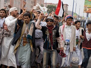 Yemeni protesters, August 2011.