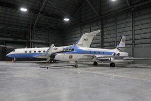 DAYTON, Ohio -- The Gulfstream Aerospace C-20B(left) and the Lockheed VC-140B JetStar(right) at the National Museum of the United States Air Force. (U.S. Air Force photo by Don Popp)