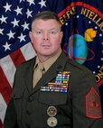 U.S. Marine Corps Master Gunnery Sergeant Scott H. Stalker, Defense Intelligence Agency senior enlisted leader poses for a command photo in the U.S. Army Portrait studio at the Pentagon in Washington, D.C., April 26, 2016.