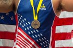 A U.S. athlete displays his medal during the 2016 Invictus Games in Orlando, Fla., May 9, 2016. DoD photo by EJ Hersom