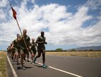 Marines from U.S. Marine Corps Forces, Pacific and Marine Corps Base Hawaii run in a Memorial 5K run in honor of Cpl. Sara Medina and Lance Cpl. Jacob Hug, at Ford Island, Hawaii, May 11, 2016. Medina and Hug lost their lives May 12, 2015, assisting in Operation Sahayogi Haat “Helping Hand” after the earthquakes in Nepal. Public Affairs and Combat Camera Marines across the Marine Corps began the memorial run simultaneously. 