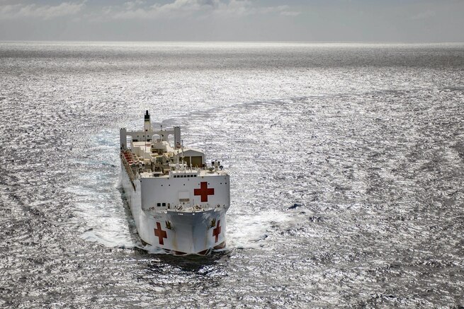 The USNS Mercy traverses the Pacific Ocean, Sept. 9, 2016, on the way to its homeport of San Diego after participating in Pacific Partnership 2016. Navy photo by Petty Officer 2nd Class Hank Gettys