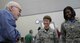 John “Jerry” Johnson, a member of the U.S. Army Air Corps 9th Photographic Technical Squadron during World War II, talks with Col. Trisha Sexton, National Air and Space Intelligence Center vice commander and Chief Master Sgt. Michelle Jackson, NASIC command chief master sergeant, during a meet and greet session with NASIC and 14th Intelligence Squadron Airmen on Wright-Patterson Air Force Base, Ohio, Sept. 23, 2016. The 14th Intelligence Squadron is an Air Force Reserve Command active-duty unit assigned to the Air Force Life Cycle Management Center. The unit works in collaboration with NASIC and traces its lineage to the 9th PTS. (U.S. Air Force Photo/Master Sgt. Tammie Moore) 