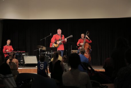 On July 13, 2017, a Marine Jazz Combo performed at the National Museum of American History's Wallace H. Coulter Performance Plaza as part of the Star-Spangled American Music Series. (U.S. Marine Corps photo by Master Sgt. Amanda Simmons/released)