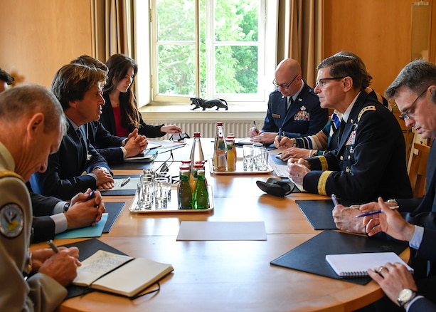 U.S. Army Gen Joseph L. Votel, commander, U.S. Central Command, meets with members of the French Ministry of Foreign and European Affairs May 17, 2018. Votel was in France to meet with senior leaders to discuss topics of mutual interest. (U.S. Air Force photo by Tech Sgt. Dana Flamer/Released)