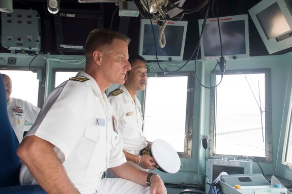 Rear Adm. Joey Tynch visits JS Kaga.