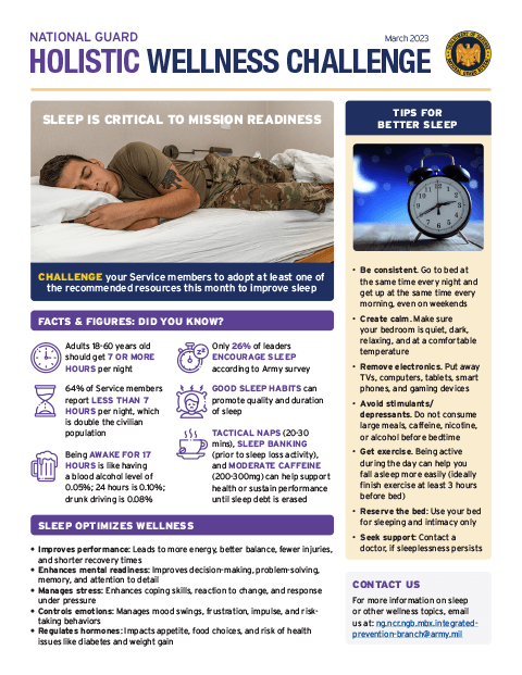 Holistic Wellness Challenge - Sleep is Critical to Mission Readiness - March 2023