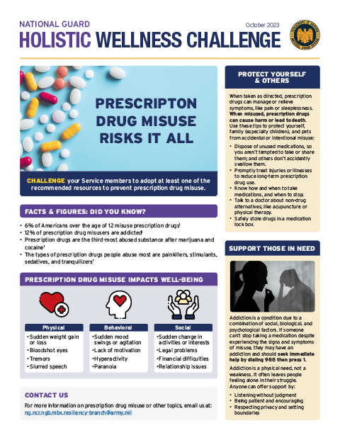 Holistic Wellness Challenge - Prescription Drug Misuse Risks It All - October 2023