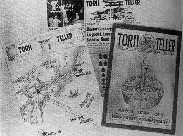 On its sixth anniversary, the Torii Teller staff looks back over conversions initiated for the interest of its readers and to keep in stride with the changes of time. Initially, mimeographed sheet with magazine type cover (right), the Torii was redesigned as a five column tabloid, (center) in 1956. The center design included matching covers and center spreads which was effected in 1960.
