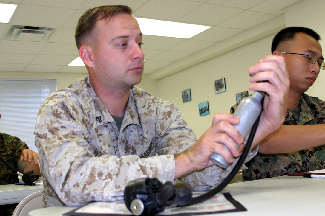 Sergeant Major Michael L. Scarbrough, battalion sergeant major for 3rd battalion, 2nd Marine Regiment, leads push-ups at his unit's last battalion physical fitness session here June 16. Scarbrough said he wanted to have one last workout as a unit before they deploy to Iraq next month to keep commaraderie high.