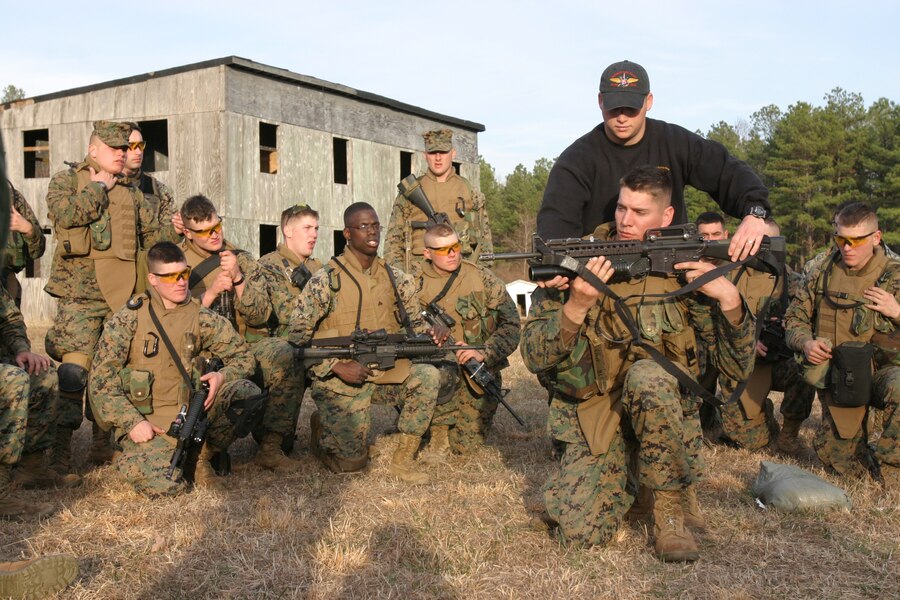 ::n::Marines from Bravo Company, Battalion Landing Team, 1st Battalion 8th Marines, began the Mechanized Raid Course, Jan 9, 2006. The Bravo Co., Marines are continuing the pre-deployment training regime by completing the 9-day course while here at Ft. A.P. Hill, Va. ::n::During the first days of the course the Marines learn the fundamentals of a raid and how to deal with the various aspects of conducting a raid. By the end of the course Marines will have learned how to incorporate mechanized units such as, the Assault Amphibious Vehicle or M1A1 Main Battle Tank into their plans to successfully carryout a mechanized raid in an actual combat scenario. ::n::