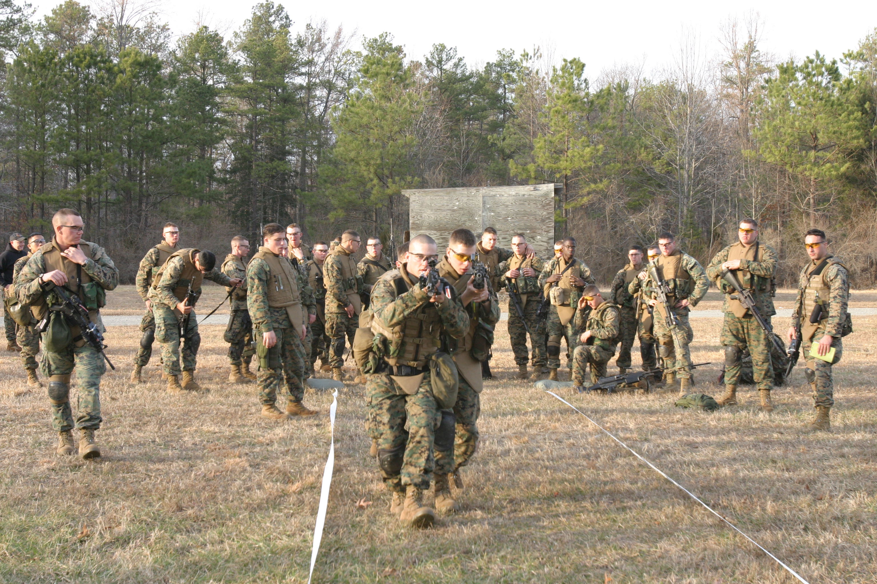 ::n::Marines from Bravo Company, Battalion Landing Team, 1st Battalion 8th Marines, began the Mechanized Raid Course, Jan 9, 2006. The Bravo Co., Marines are continuing the pre-deployment training regime by completing the 9-day course while here at Ft. A.P. Hill, Va. ::n::During the first days of the course the Marines learn the fundamentals of a raid and how to deal with the various aspects of conducting a raid. By the end of the course Marines will have learned how to incorporate mechanized units such as, the Assault Amphibious Vehicle or M1A1 Main Battle Tank into their plans to successfully carryout a mechanized raid in an actual combat scenario. ::n::