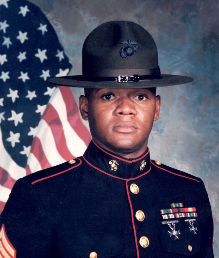 A photo of then Sgt. Blaine Jackson as a drill instructor at Marine Corps Recruit Depot Parris Island, S.C., Nov. 15, 1993.