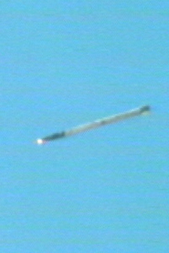 In a test conducted at White Sands Missile Range, N.M., in February 1996, the U.S. Army used a laser to destroy a short-range rocket in flight at the U.S. Army Space and Strategic Command's High Energy Laser Systems Test Facility as part of the Nautilus program. The bright white spot on the tip of the target rocket is the laser beam. This was the first time a laser engaged and destroyed a short-range rocket in flight. This was also the first time that a warhead was exploded in flight by any developmental or operational weapon system. The laser used for the Nautilus program is a megawatt class, continuous wave Deuterium Fluoride chemical laser known as Mid-Infrared Advanced Chemical Laser or MIRACL. 