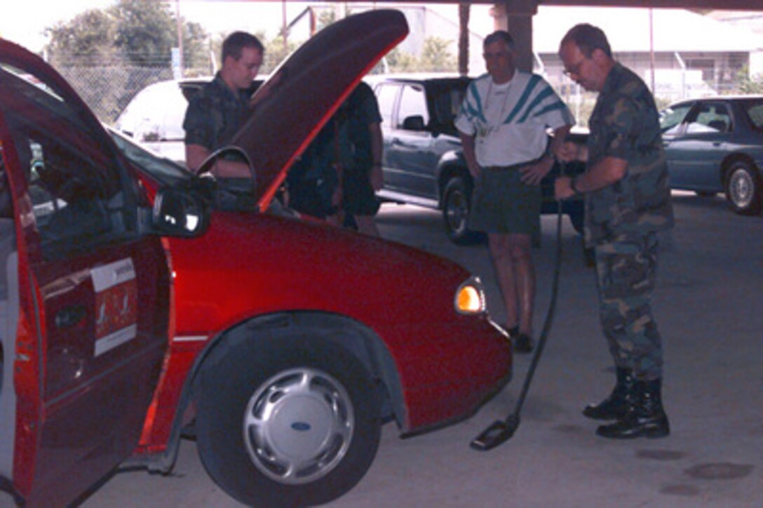 During the 1996 Summer Olympics the Georgia Air National Guard secured the Marriott Hotel, in Savannah, where the athletes were staying, by sanitizing and inspecting all vehicles entering the parking garage. DOD photo
