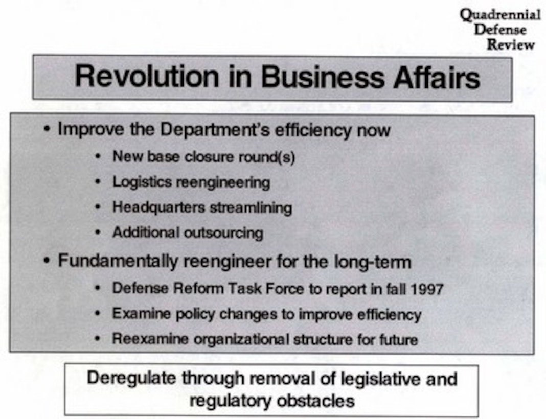 Briefing slides used by Secretary of Defense William S. Cohen and Chairman of the Joint Chiefs of Staff General John Shalikashvili in the Pentagon on May 19, 1997