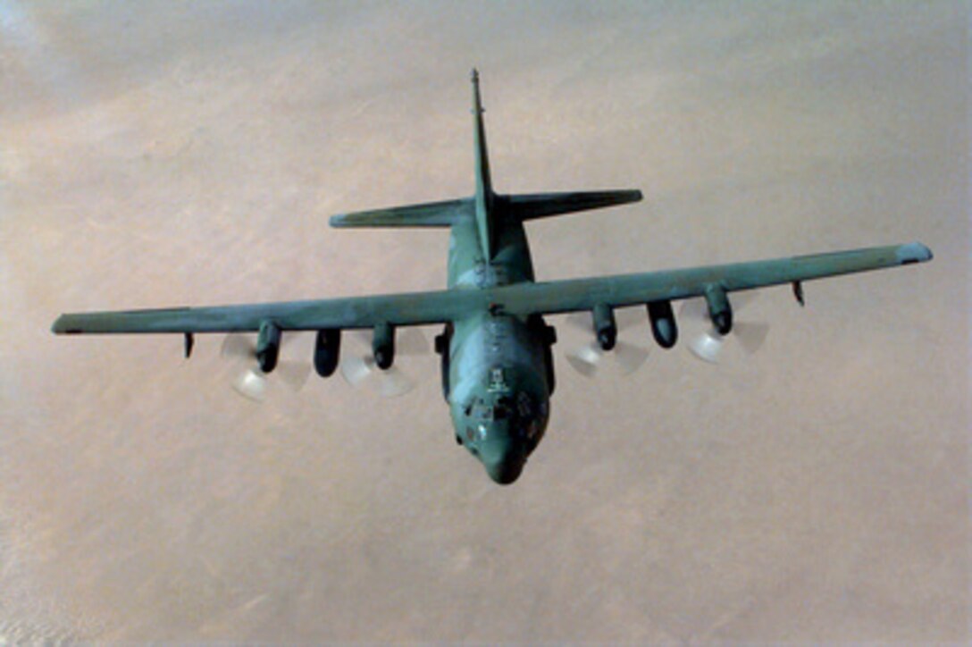 A U.S. Air Force MC-130 Combat Talon approaches a KC-135T Stratotanker to refuel in flight as the two aircraft fly over the central region of Africa on Sept. 15, 1997. The MC-130 is carrying search and rescue teams from RAF Mildenhall, England, to Libreville, Gabon. Libreville is the staging area for U.S. air and sea rescue operations currently underway to find survivors from a U.S. Air Force C-141 cargo aircraft which crashed Sept. 13, 1997, near the Ascension Islands off of Africa's western coast. The C-141 was assigned to the 305th Air Mobility Wing, McGuire Air Force Base, N.J., and has been reported missing for more than 36 hours. The Stratotanker is deployed from the 384th Air Refueling Squadron, McConnell Air Force Base, Kan. 