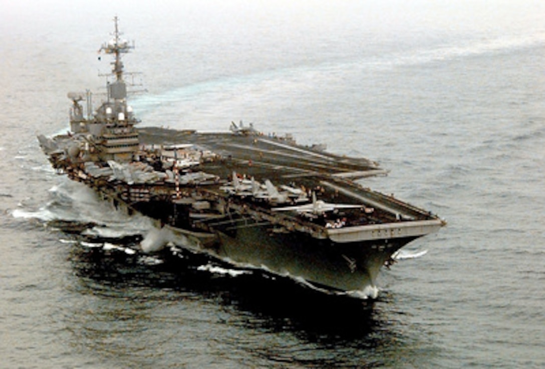 The U.S. Navy aircraft carrier USS Independence (CV 62) operates