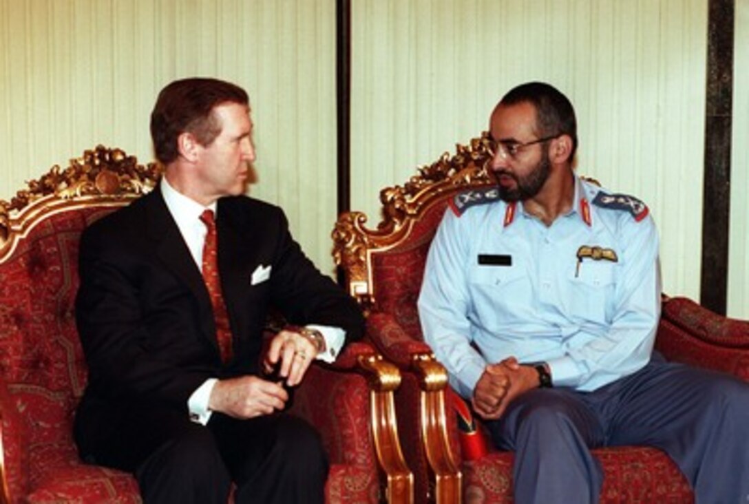 Secretary Cohen meets with His Highness Lt. Gen. Sheikh Mohammed Bin Zayed Al Nahyan.
