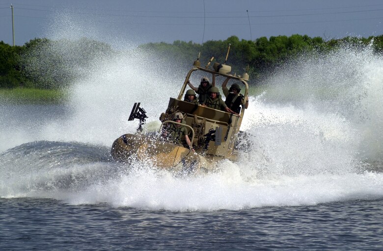 MARINE CORPS BASE CAMP LEJEUNE, N.C. - Marines undergoing the Small Unit River Craft Coxswain Course practice a beach landing here Aug. 3. Twenty-two Marines were the first reservists to become Small Unit River Craft coxswain during the coxswain course here July 25 to Aug. 12. Marines and U.S. Coast Guardsmen with the Special Missions Training Center taught the course. (Official U.S. Marine Corps photo by Lance Cpl. Brandon R. Holgersen)