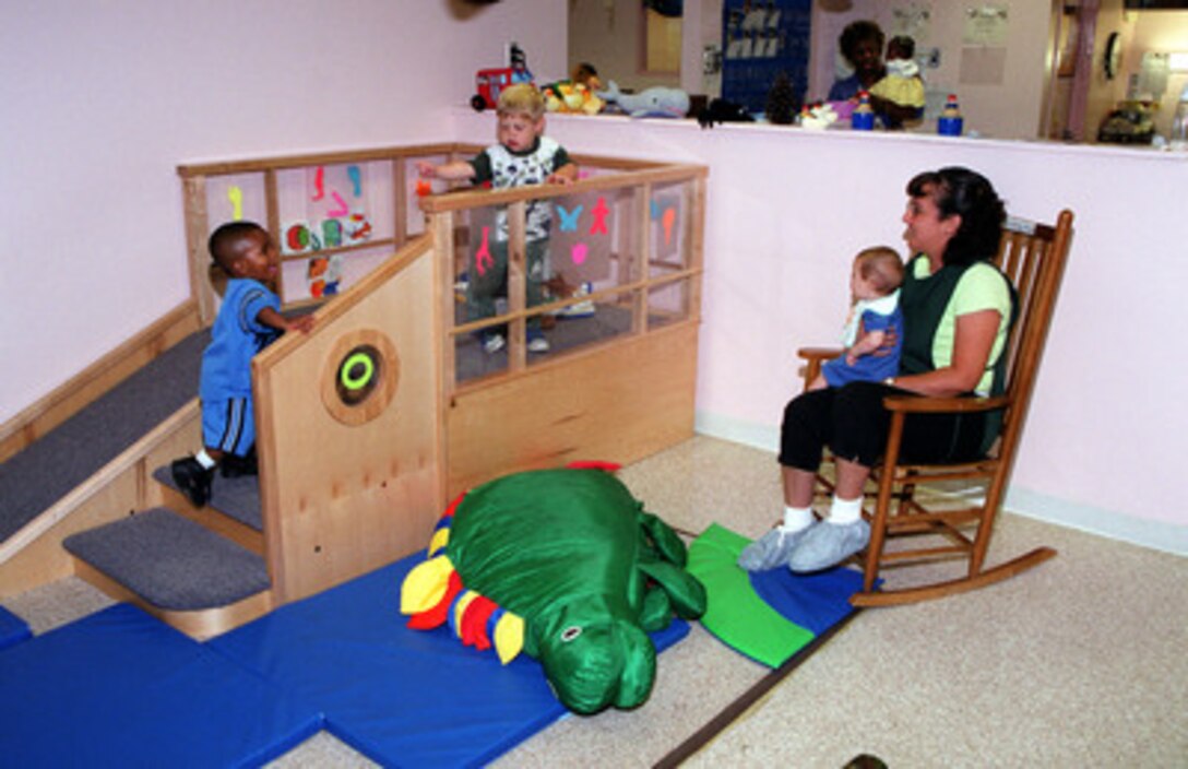 Military dependent children at this Child Development Center at Fort Belvoir, Va., and others like it at bases throughout the world enjoy some of the most affordable and high-quality child care in the country according to the National Women's Law Center. Secretary of Defense William S. Cohen was presented a copy of the study entitled "Be All That We Can Be: Lessons from the Military for Improving Our Nation's Child Care System" by Nancy Campbell, co-director of the center, in a Pentagon press briefing on May 16, 2000. The Center cited the military in their report as an "...excellent model for the very real reforms that need to be made in civilian child care policy and practice as well." 