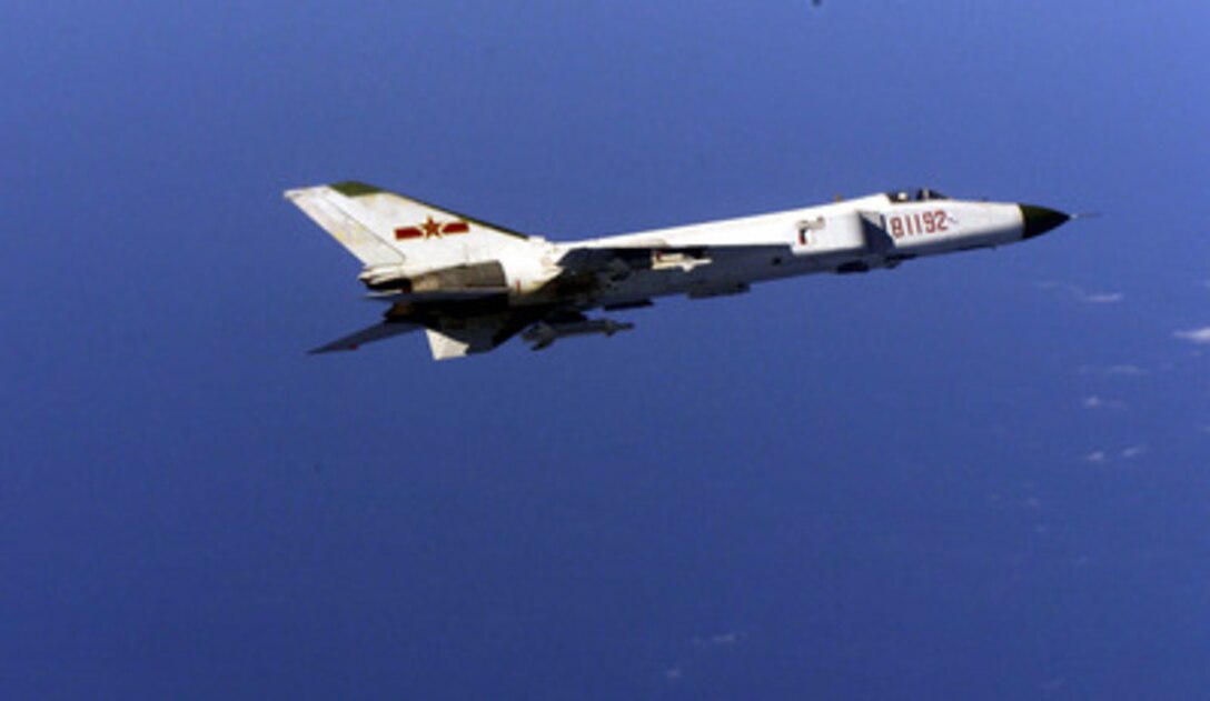 A Chinese F-8 flies near a Navy aircraft on Jan. 24, 2001. 