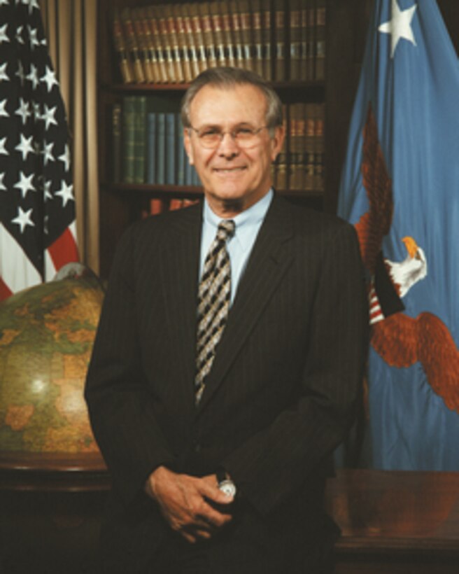 Informal portrait of Secretary of Defense Donald H. Rumsfeld. 