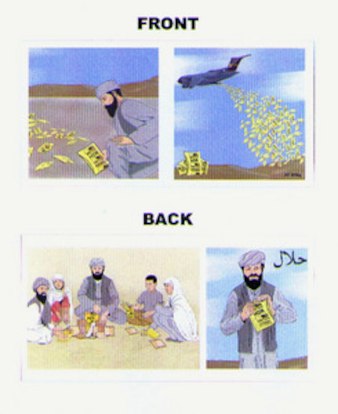 Example of the leaflet recently dropped from U.S. aircraft over Afghanistan during Operation Enduring Freedom. DoD graphic. 