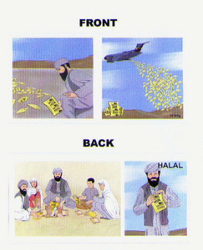 Example of the leaflet recently dropped from U.S. aircraft over Afghanistan during Operation Enduring Freedom. DoD graphic. 