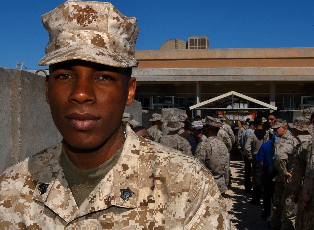 AL ASAD, Iraq (March 17, 2005) - Sgt. Oneal A. Paguada, 2nd Marine Aircraft Wing (Forward) food service operations officer and native of the Bronx, N.Y., is responsible for over seeing the budget, supplies and quality control of the dinning facilities here. His  work ensures that over 35,000 hot meals are served each day to Marines, sailors, soldiers and civilian contractors here. Paguada volunteered for a 14-month tour here, and says he is happy to do his part to ensure the freedoms of the Iraqi people.