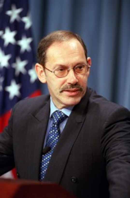 Under Secretary of Defense (Comptroller) Dov Zakheim briefs reporters in the Pentagon on June 27, 2002, about investigations into the misuse of government issued purchase and travel cards. Zakheim's findings indicate that while there have been some cases of fraud and misuse, overall, the program has saved the government large sums of money. Zakheim emphasized that when abusers are identified, they will be prosecuted vigorously. 