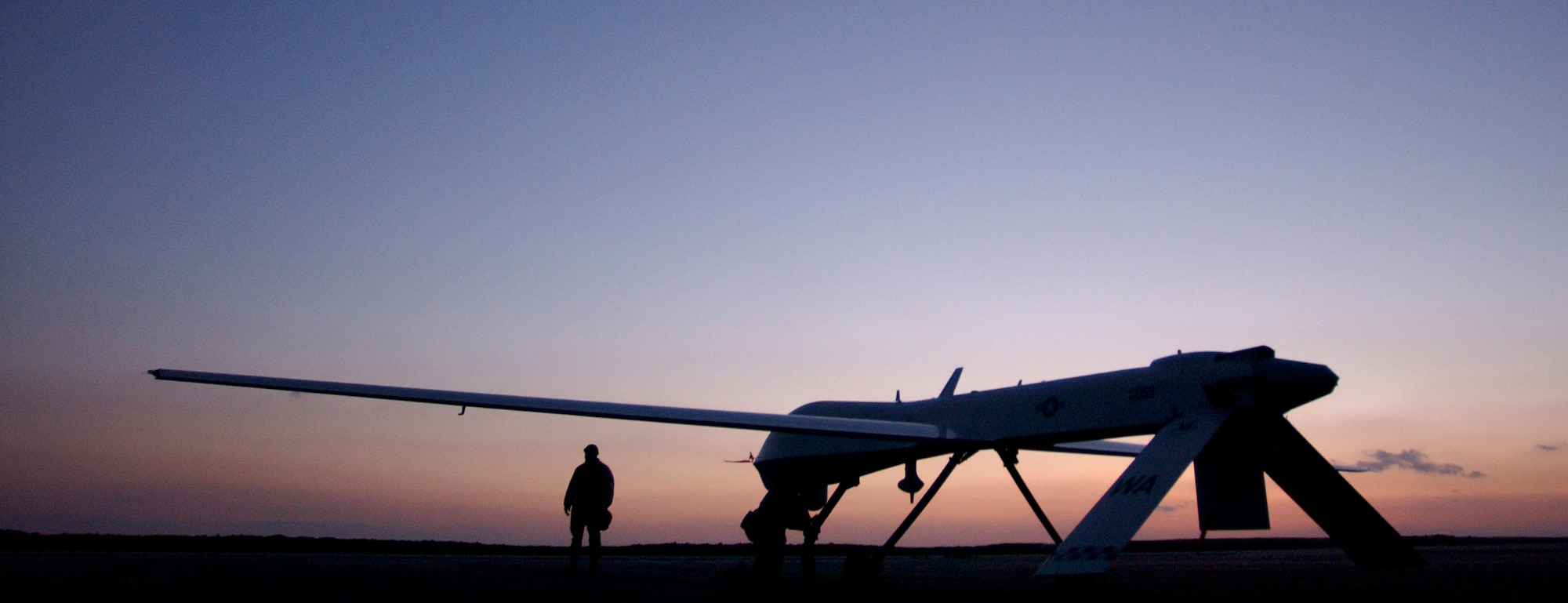 OPERATION IRAQI FREEDOM -- The Predator is a high-altitude aerial reconnaissance plane that is used for surveillance serving as eyes in the sky for ground forces.  (U.S. Air Force photo by Staff Sgt. Jeremy T. Lock) 