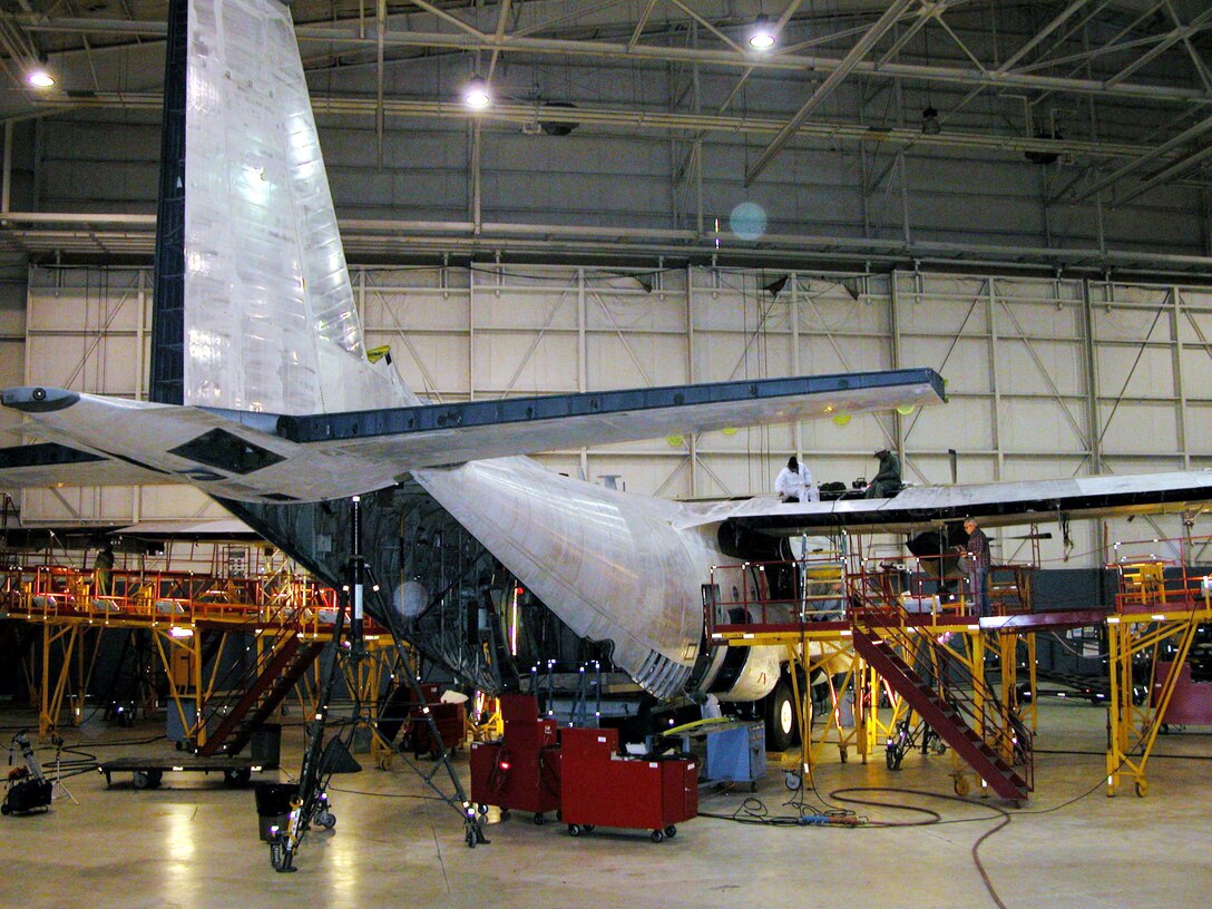 ROBINS AIR FORCE BASE, Ga. -- Warner Robins Air Logistics Center workers here consider the C-130 Hercules the SUV of airlift.  The aircraft has been going strong for more than 50 years and with modernization efforts could last another 50 years.  (Courtesy photo)
