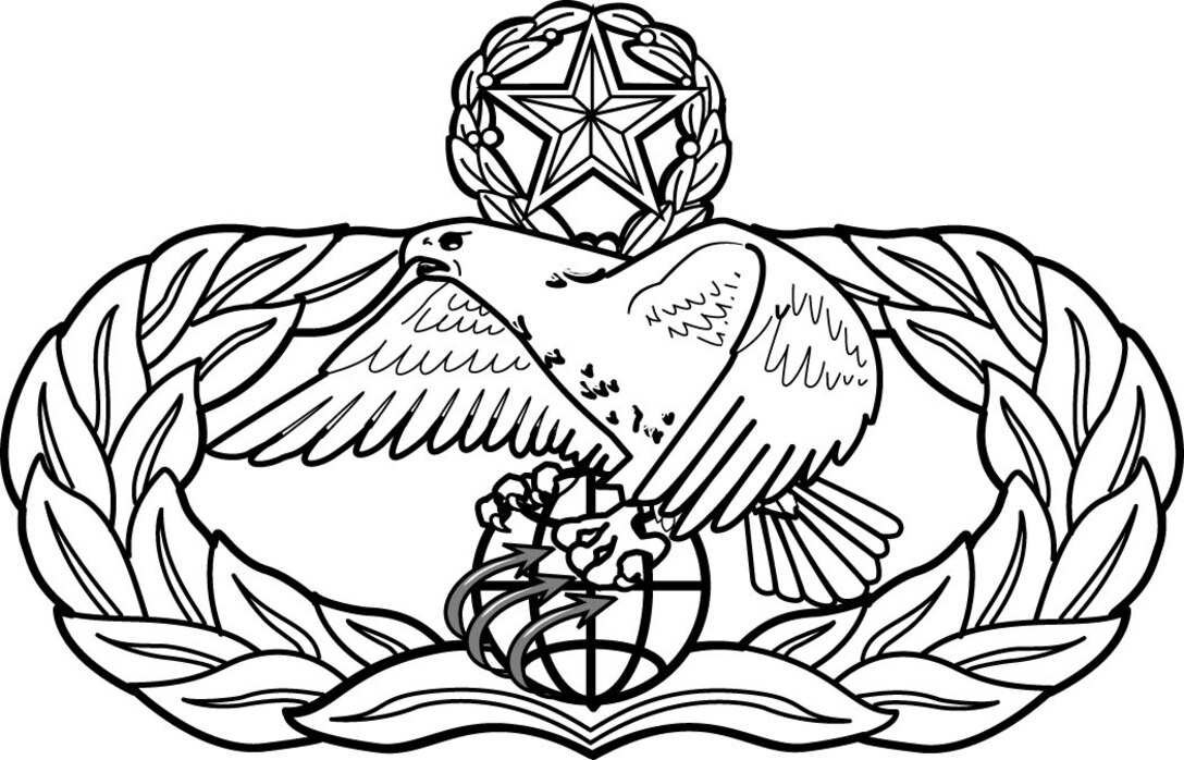 Transportation badge, command level (b/w), U.S. Air Force graphic