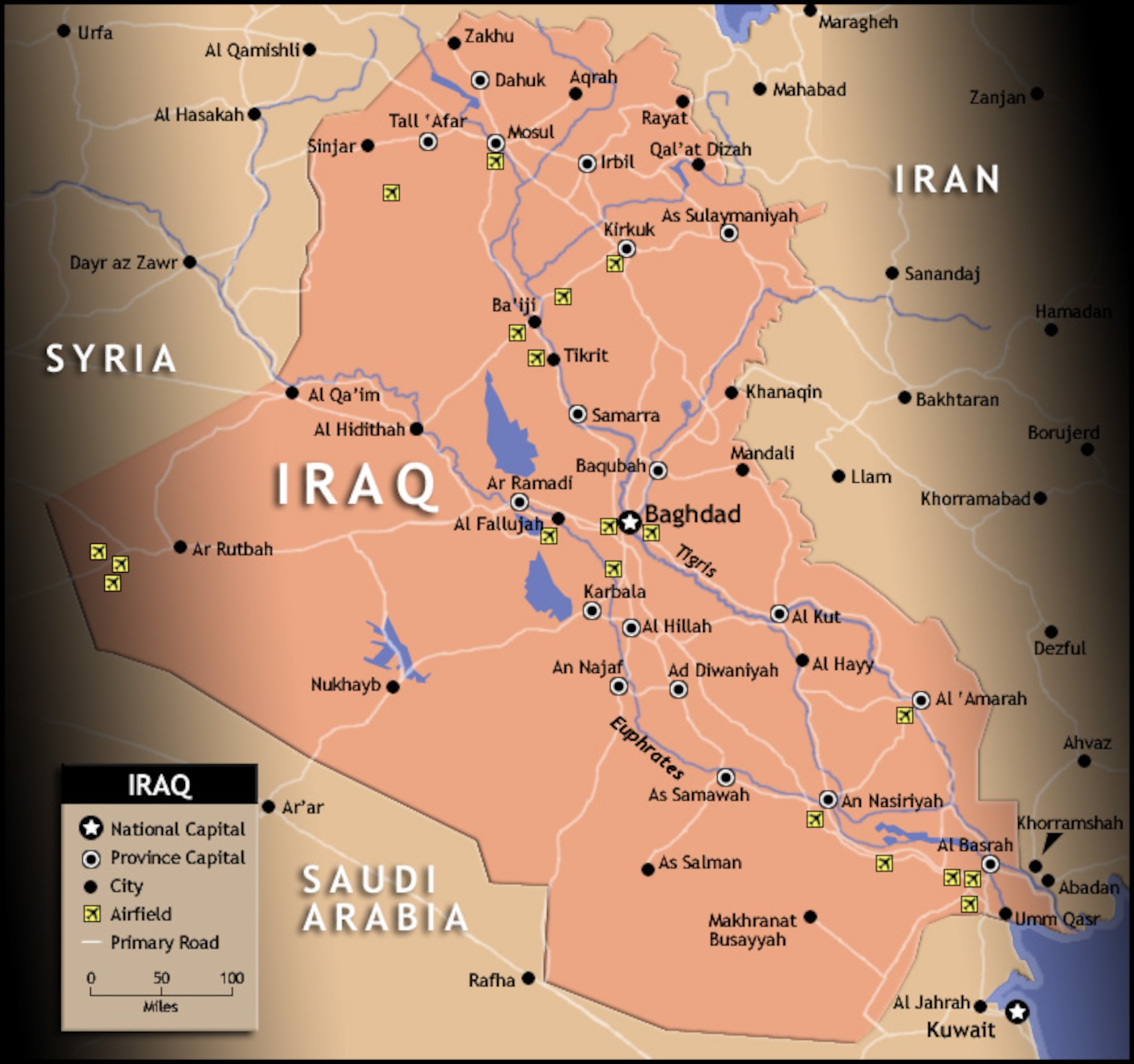 Iraq map (color), U.S. Air Force graphic, AFNEWS/NSPD