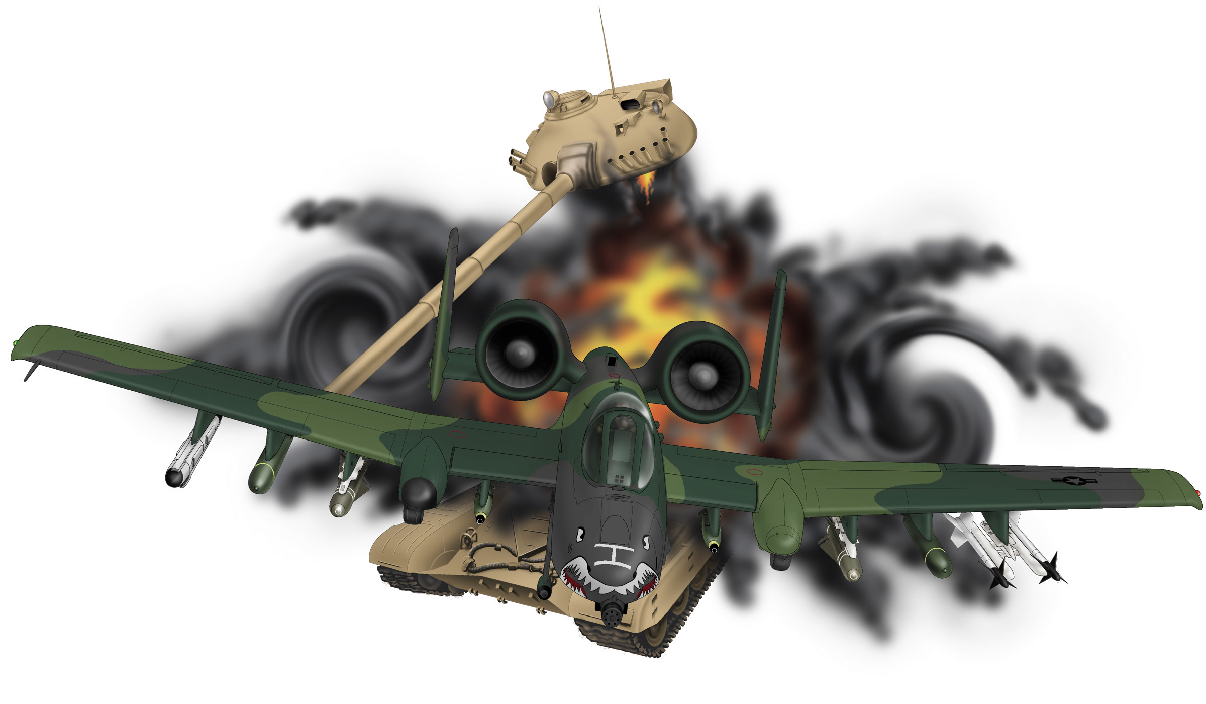 ファッションアイテム人気ランキング A-10 Thunderbolt II Warthog blowing up tank (color), Graphic ベッドフレーム