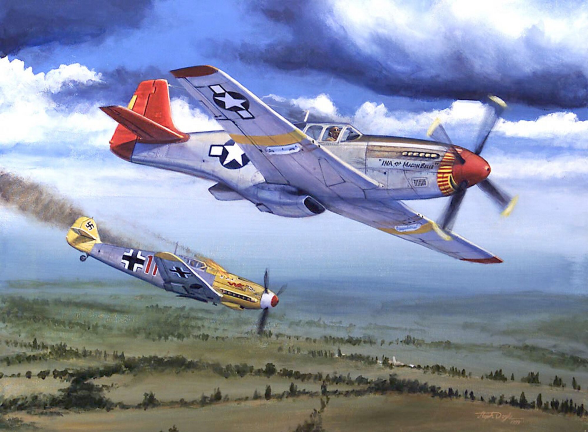 P-51 Mustang (color), Painting by Steve Doyle