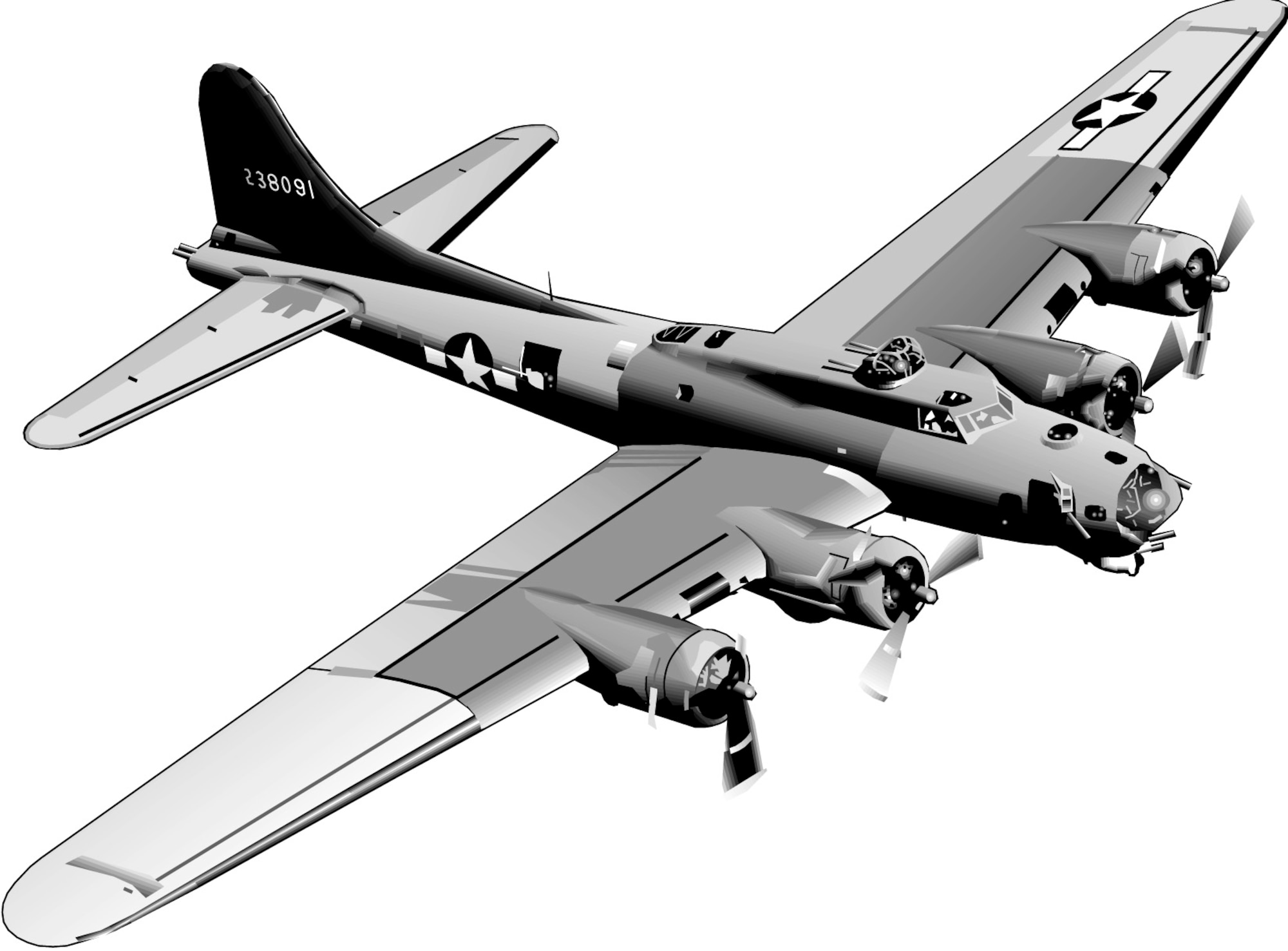 B-17 Flying Fortress (b/w), Graphic by Bob Goode, AFNEWS/NSPD