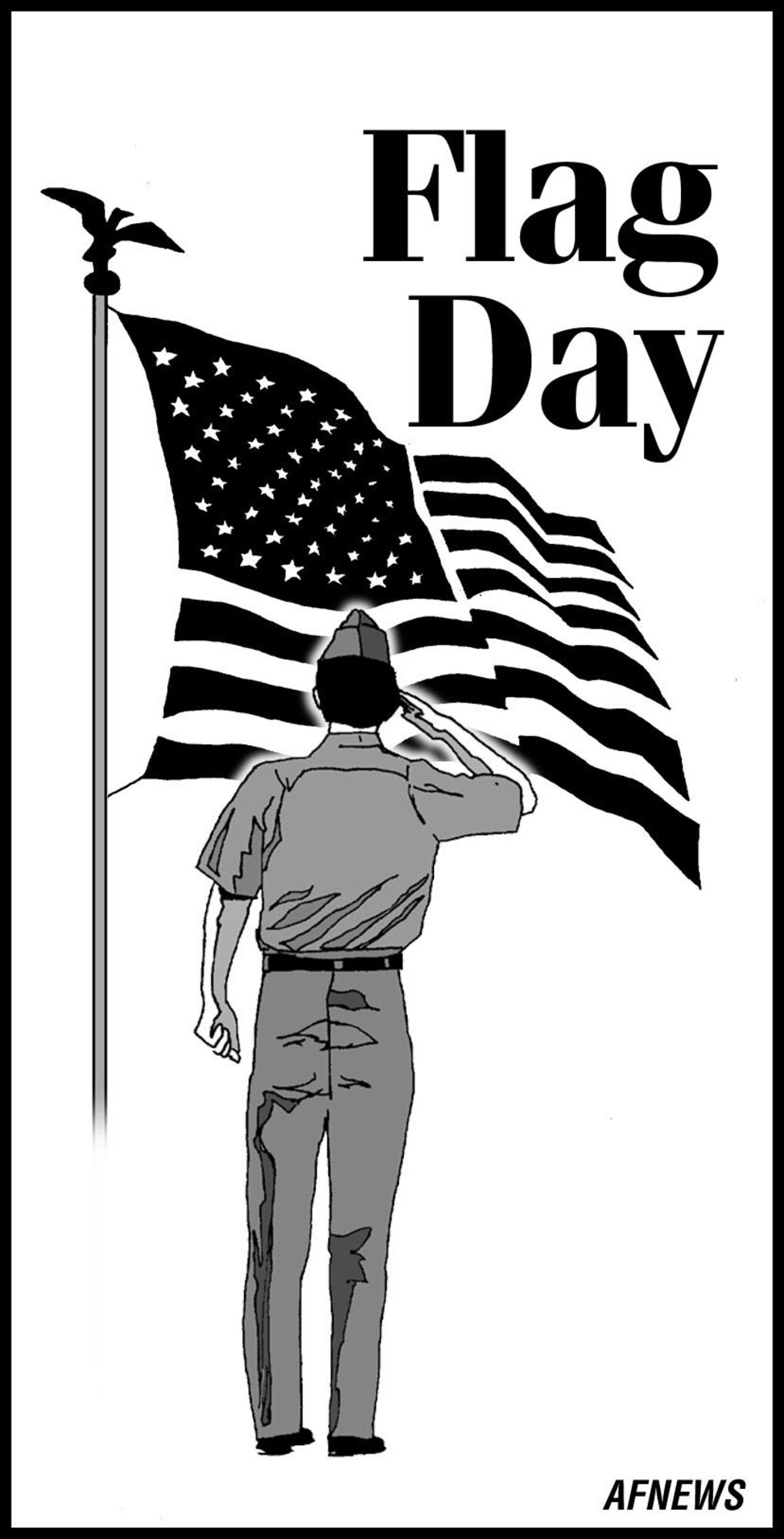 Flag Day (b/w), Graphic by Virginia Reyes, AFNEWS/NSPD