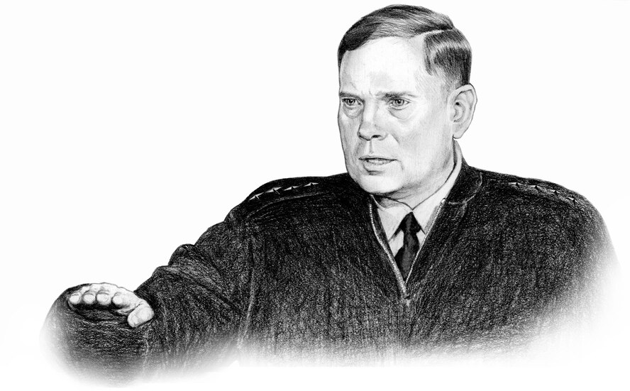 Air Force Chief of Staff, General John P. Jumper (b/w), Illustration by Harold K. Oda