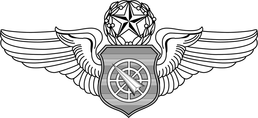 Air Battle Manager badge, command level (b/w), U.S. Air Force graphic