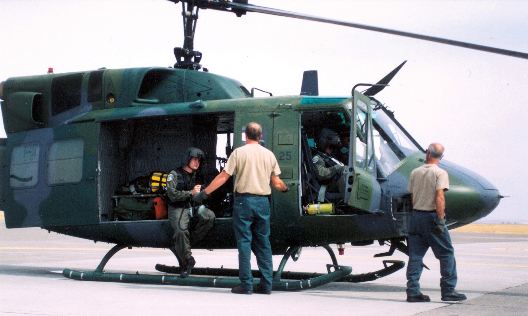 MALMSTROM AIR FORCE BASE, Mont. -- A UH-1N Huey crew returns here safely after a successful rescue Aug. 12.  (U.S. Air Force photo by Airman 1st Class John Parie)