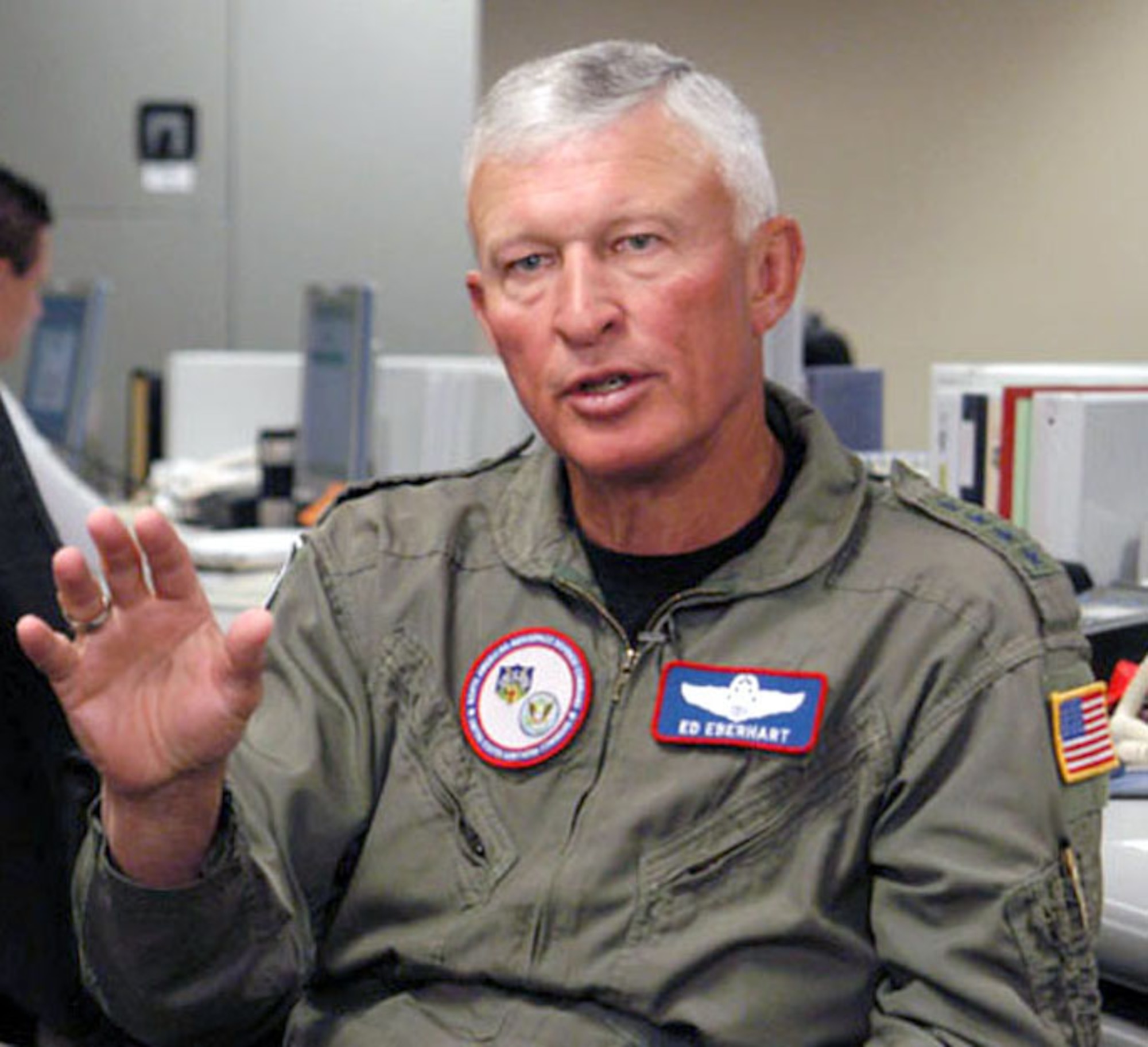 PETERSON AIR FORCE BASE, Colo. -- Gen. Ed Eberhart is the commander of U.S Northern Command.  The command is responsible for protecting Americans where they live and work.  (U.S. Air Force photo by Staff Sgt. Lawrence Holmes)