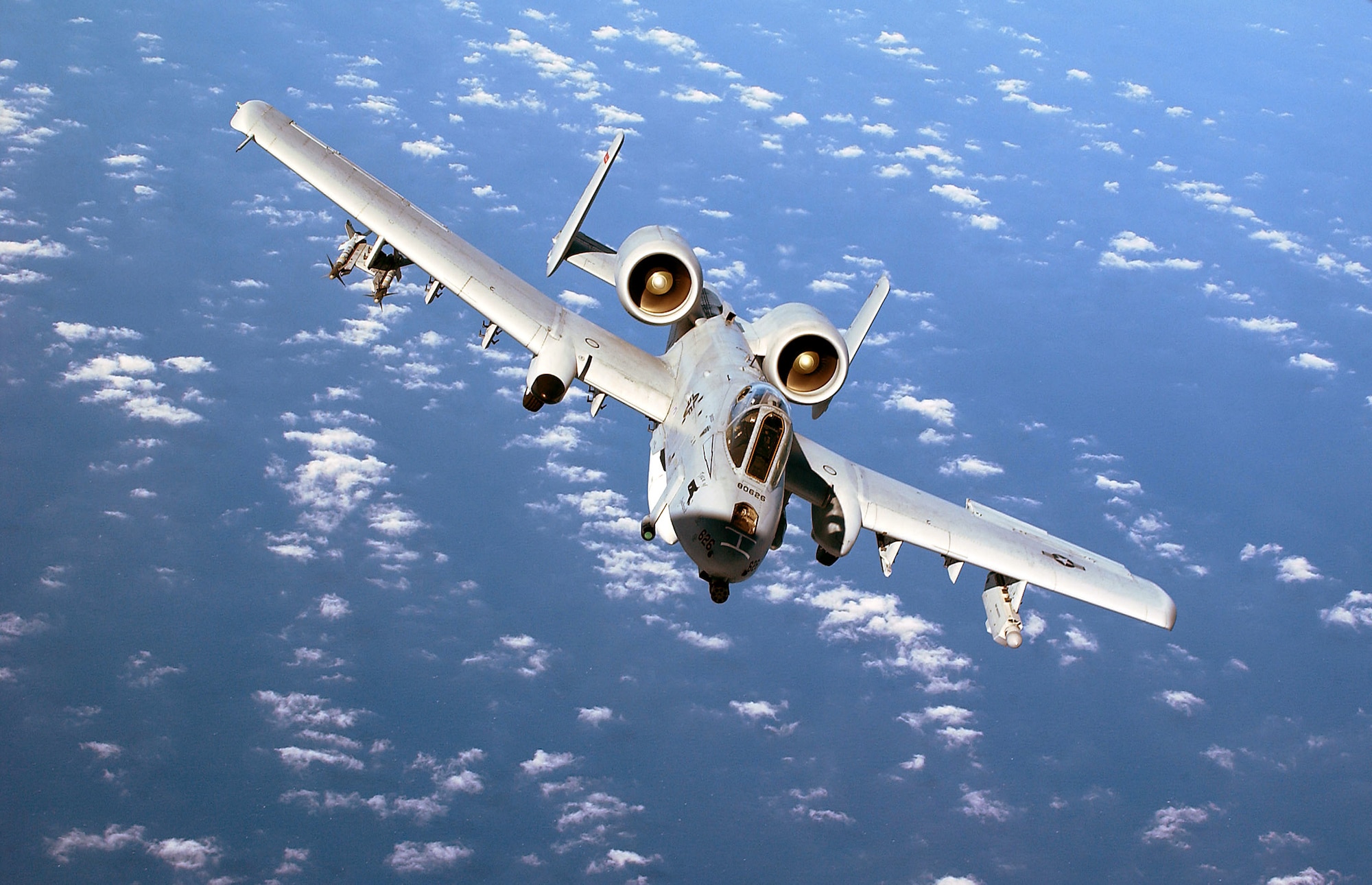OVER THE MEDITERRANEAN SEA -- An A-10 Thunderbolt II from the 104th Fighter Wing, Barnes Municipal Airport, Westfield Mass., Massachusetts Air National Guard, banks while flying accross the Mediterranean Sea enroute to a forward operating base.  (U.S. Air Force photo by Master Sgt. Mark Bucher)